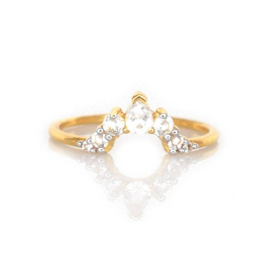 Seven White Topaz & 18kt Gold Vermeil Arc Ring - Size 8