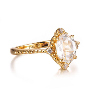 White Topaz 14k Gold Vermeil Ring - Size 6