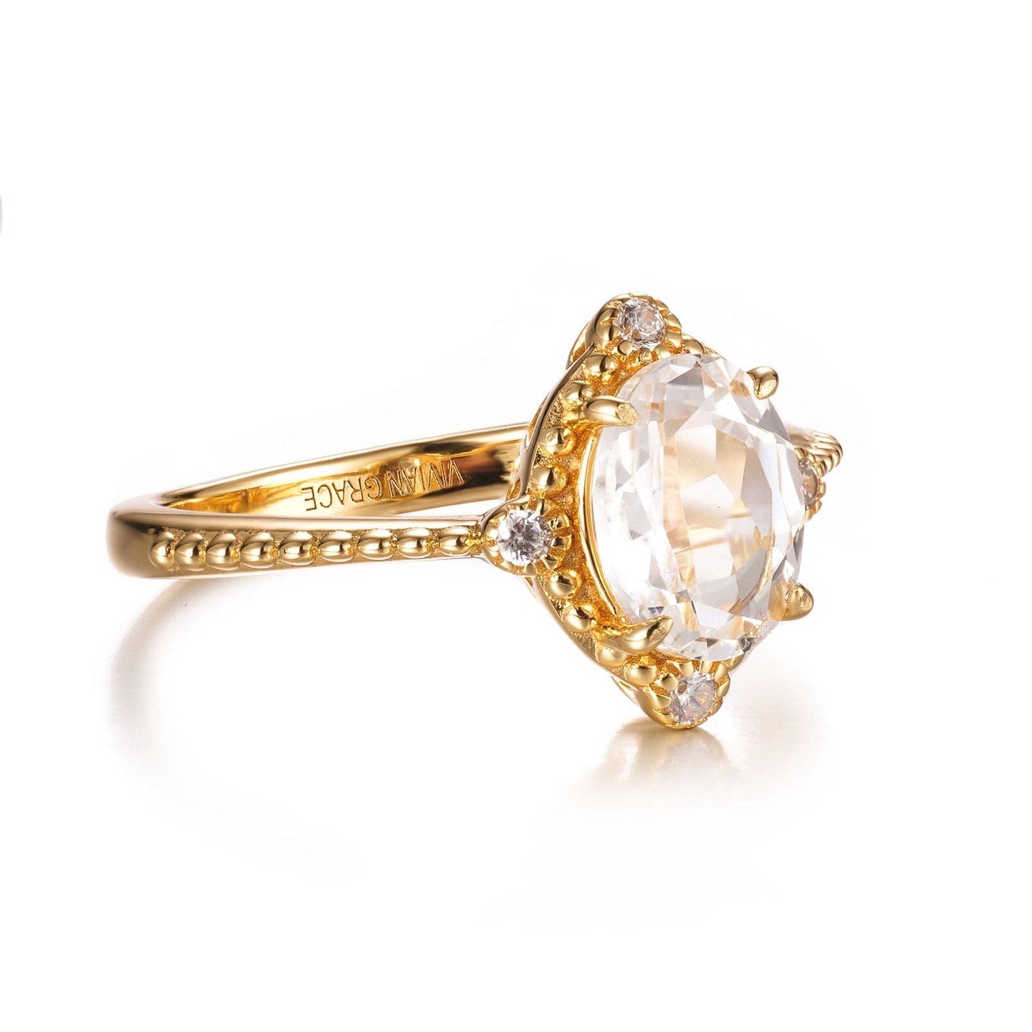 White Topaz 14k Gold Vermeil Ring - Size 8