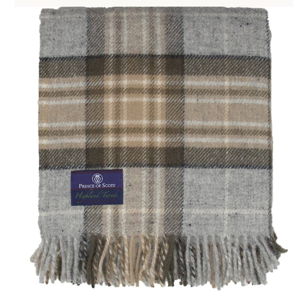 McKellar Tartan Highland Tweeds Wool Fluffy Throw - Made in England