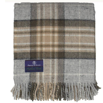 McKellar Tartan Highland Tweeds Wool Fluffy Throw - Made in England