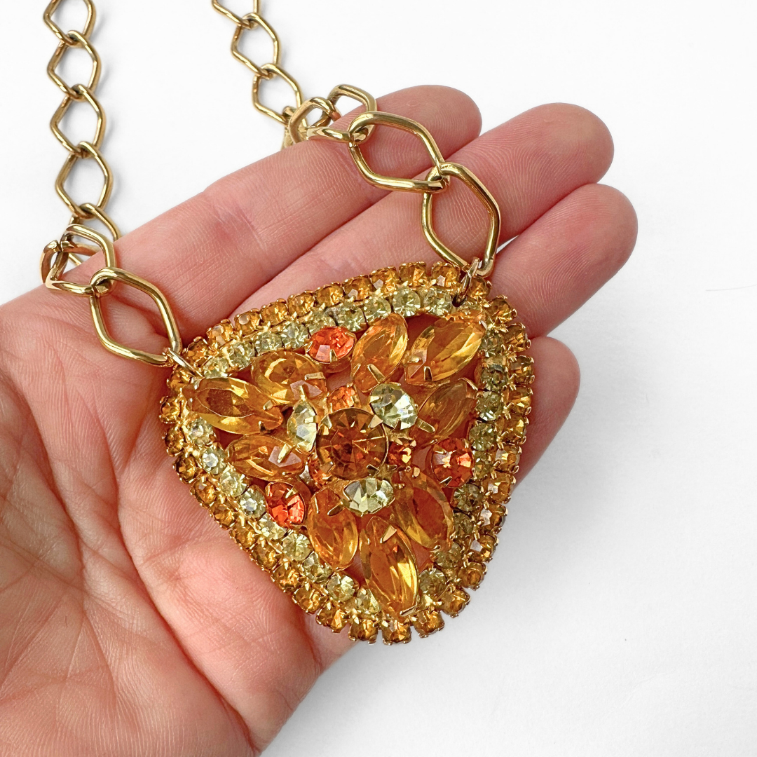 The Betty - Refashioned Vintage Topaz Rhinestone Necklace