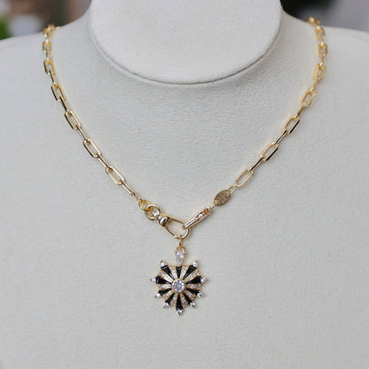 Enamel Pave Heart Charm 18kt Gold Fill Necklace