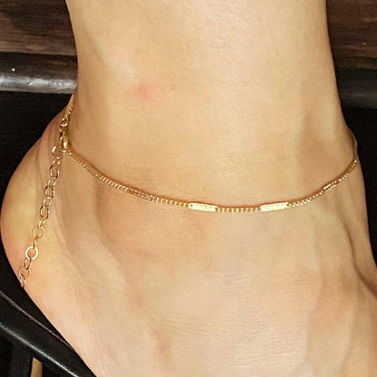 18k Gold Filled Pressed Detail Chain Anklet
