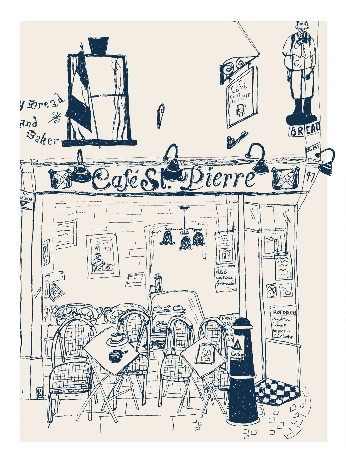Café St. Pierre Canterbury Restaurant Framed Giclée Fine Art Print by Pascale Berkowitz