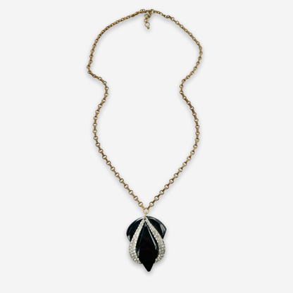 The Beatrice – Refashioned Vintage Black and Clear Rhinestone Art Deco Necklace