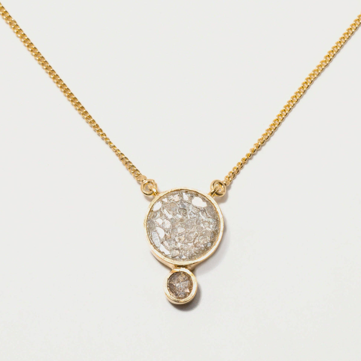 Natural Diamond Slices Double Circle 18K Gold Vermeil Necklace