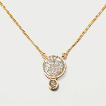 Natural Diamond Slices Double Circle 18K Gold Vermeil Necklace