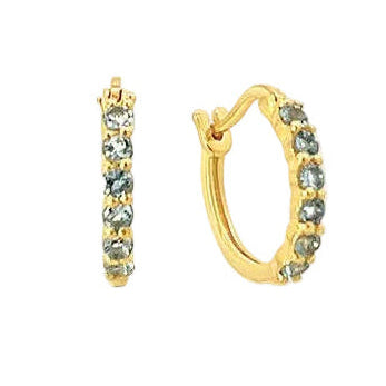 Natural Aquamarine 18kt Gold Vermeil Huggie Hoop Earrings