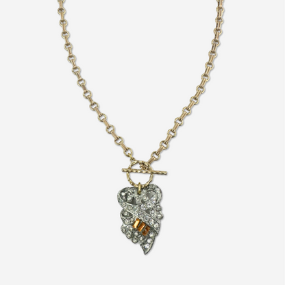 The Phoebe- Vintage Refashioned Art Deco Orange Rhinestone Necklace