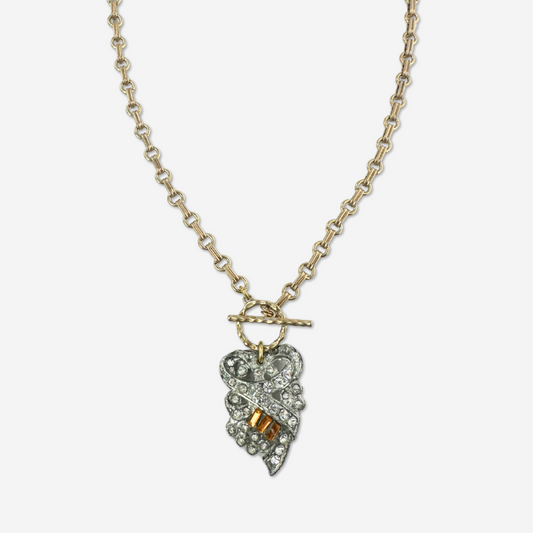 The Phoebe- Vintage Refashioned Art Deco Orange Rhinestone Necklace