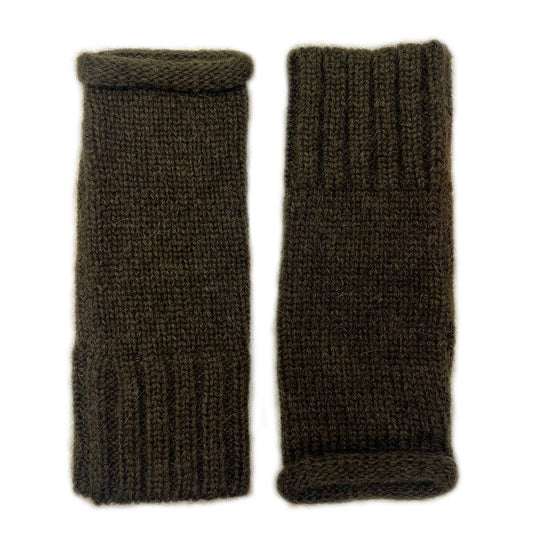 Army Green Alpaca Fingerless Knit Gloves