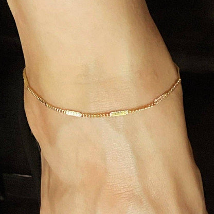 18k Gold Filled Pressed Detail Chain Anklet