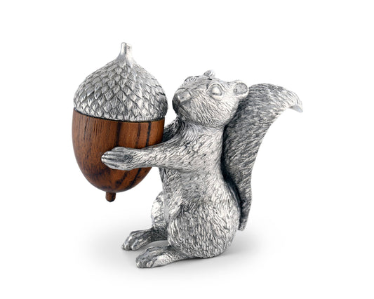 Squirrel with Wood Acorn Pewter & Wood Salt & Pepper Set