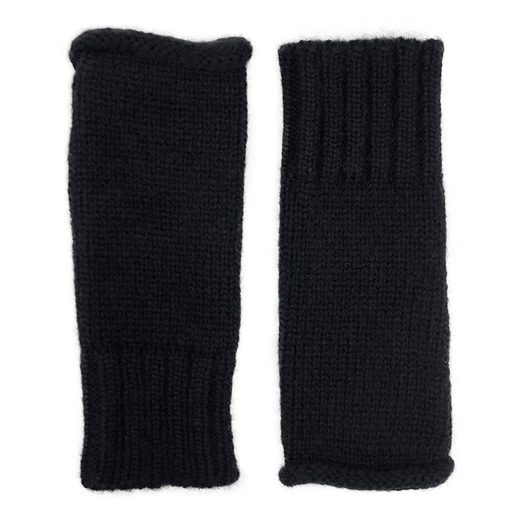 Black Alpaca Fingerless Knit Gloves