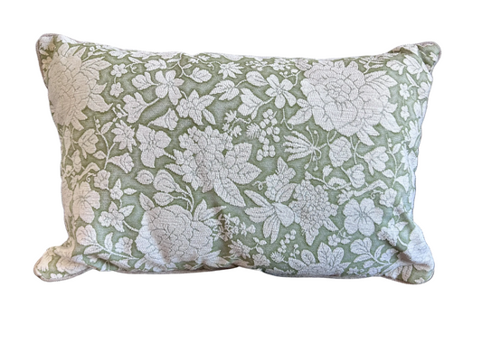 Sage Green Floral Lumbar Pillow - Made in the UK