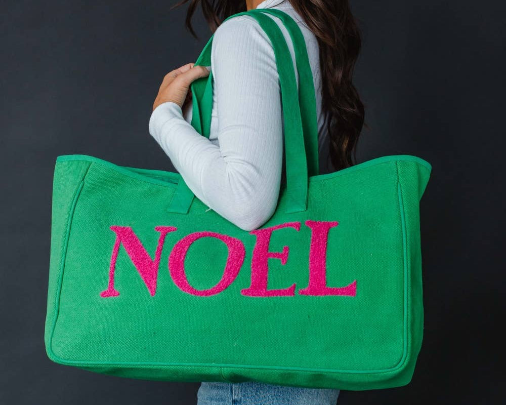 Green & Pink Noel Tote