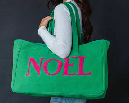 Green & Pink Noel Tote
