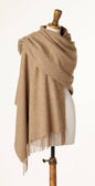 Camel Merino Wool Pashmina Shawl Wrap - Made in England