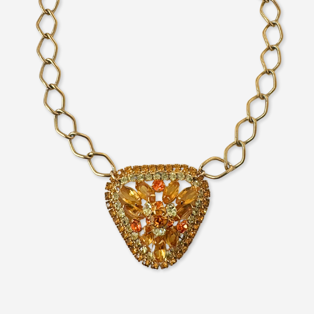 The Betty - Refashioned Vintage Topaz Rhinestone Necklace