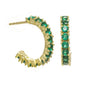 Green Stone 14kt Gold Vermeil Huggie Earrings