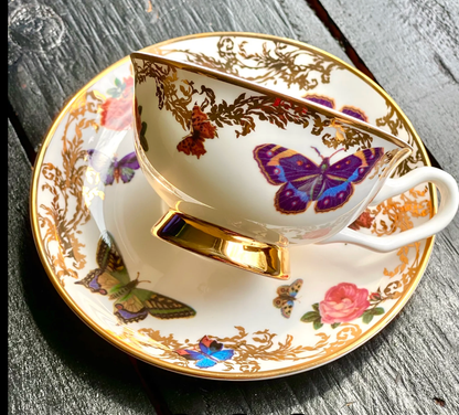 "Kindly Fuck Off" Butterfly Teacup & Saucer