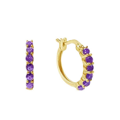Natural Amethyst 18kt Gold Vermeil Huggie Hoop Earrings