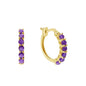 Natural Amethyst 18kt Gold Vermeil Huggie Hoop Earrings
