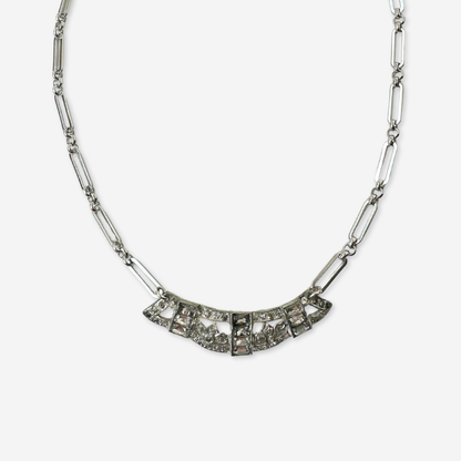 The Anne - Vintage Refashioned Rhinestone Pendant Necklace
