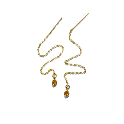 Orange Sapphire Ear Threaders