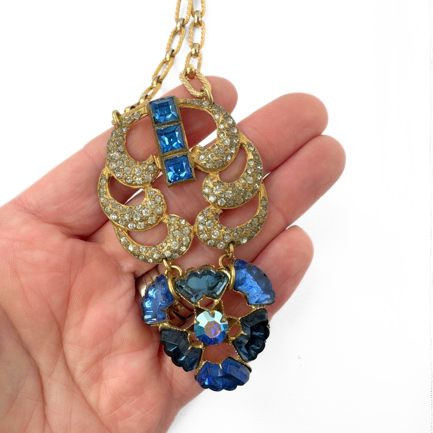 The Mathilda - Refashioned Cobalt Blue Rhinestone Necklace