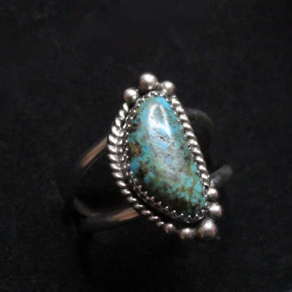 Native American Made Turquoise Sterling Silver Ring - Size 8.5