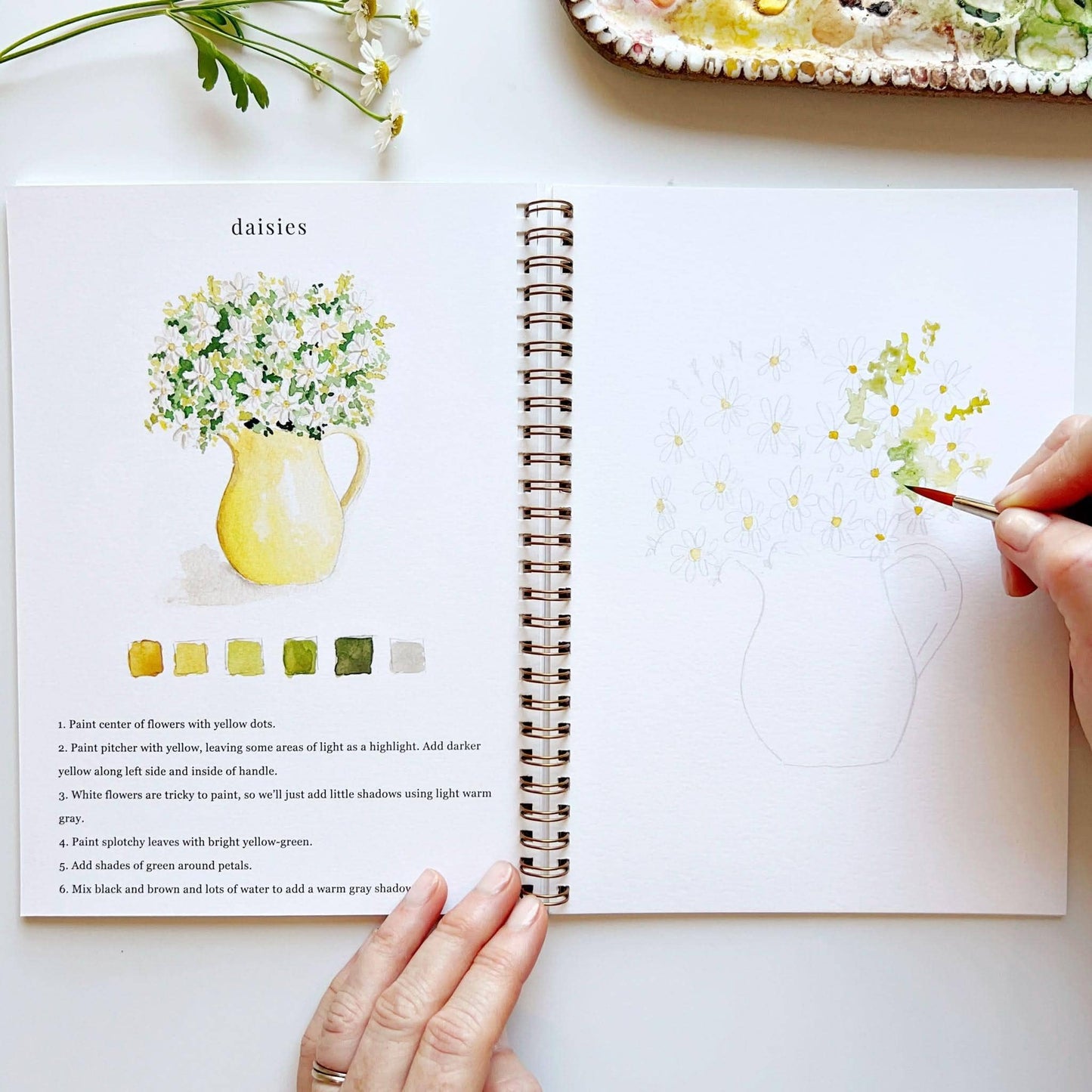 Flowers Watercolor Workbook by Watercolor Artist Emily Lex