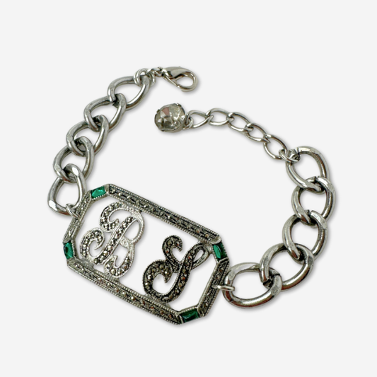 The Beatrix Sinclair - Refashioned Vintage Art Deco Marcasite B.S. Monogram Bracelet