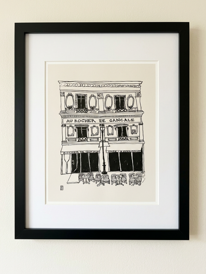 Au Rocher De Cancale Paris Restaurant Framed Giclée Fine Art Print by Pascale Berkowitz