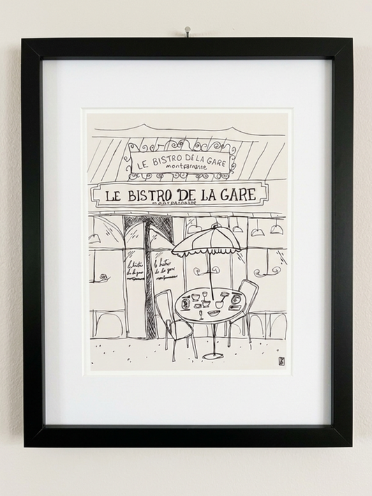 Le Bistro Paris Giclée Framed Fine Art Print by Pascale Berkowitz - Black