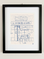 Le Bistro Paris Giclée Framed Fine Art Print by Pascale Berkowitz - Blue