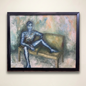 Blue Figure Oil Painting Professionally Framed - Unknown Artist