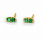 Natural Emerald Pavillion Solid 14kt Gold Stud Earrings
