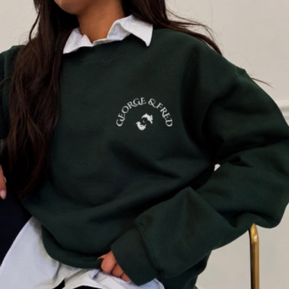 George & Fred Forest Green Embroidered Sweatshirt - Unisex Large