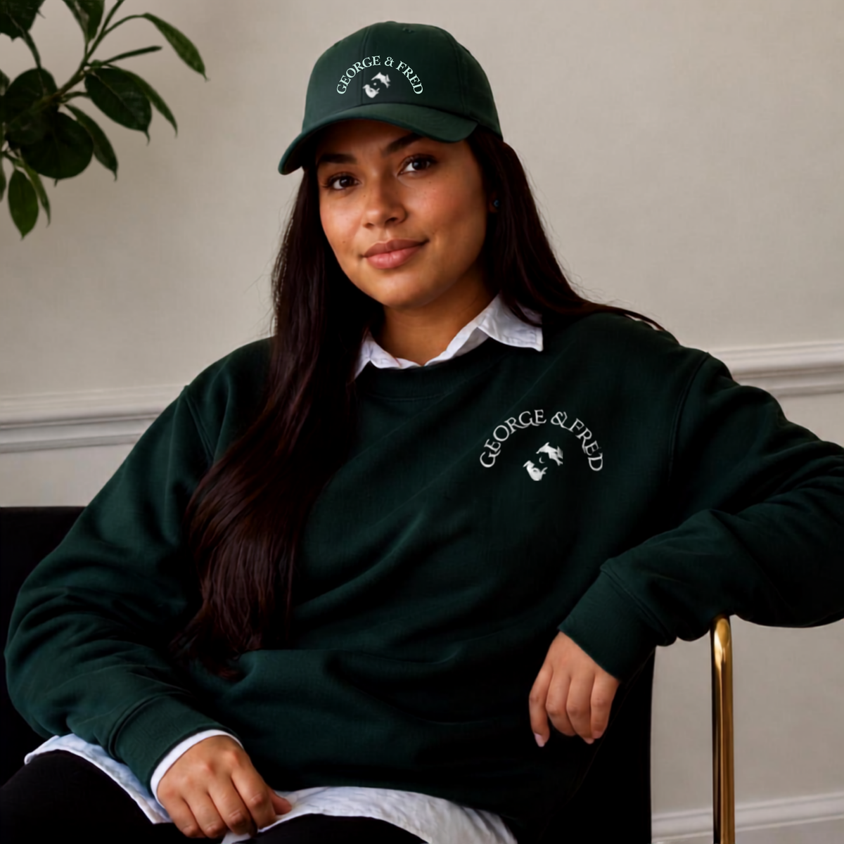 George & Fred Forest Green Embroidered Sweatshirt - Unisex Large