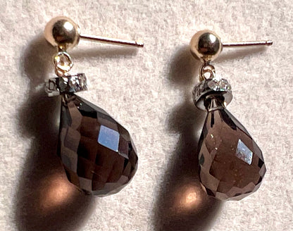 Smoke & Spark Quartz & Pavé Diamond Roundel Earrings