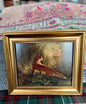 Fox Flushing Ducks - Reproduction Canvas in Antiqued Gold Resin Frame