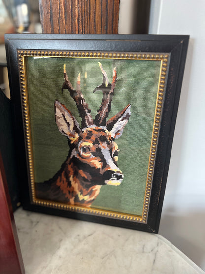 Needlework Deer Reproduction Framed Print