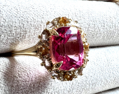 The Pink Topaz, Citrine & White Topaz Ring  in 14kt Gold Vermeil, Size 6