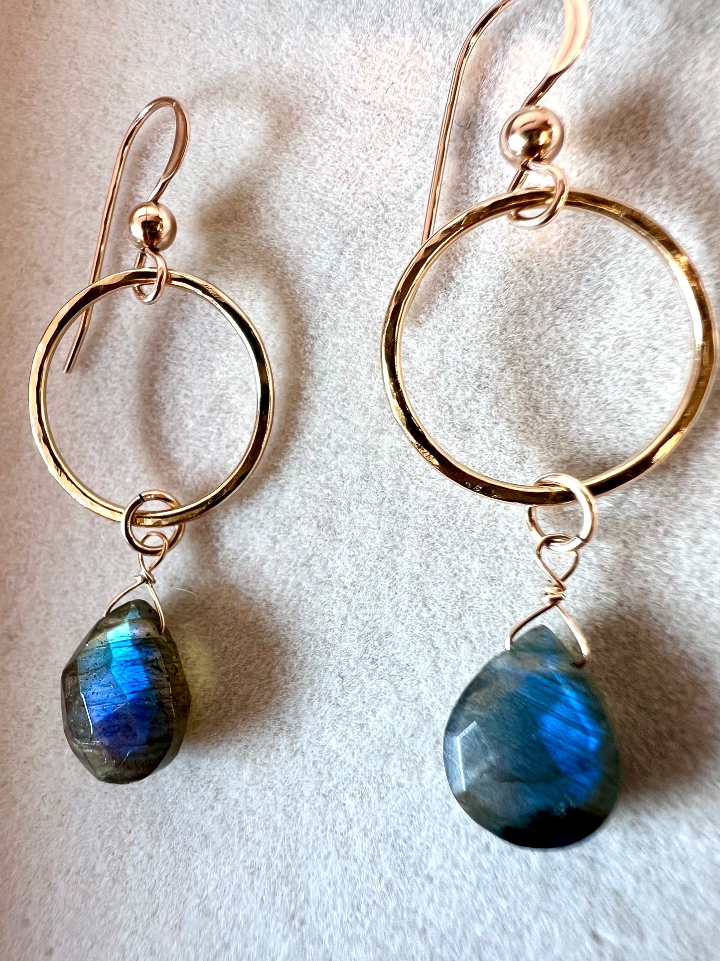 Labradorite & 14K Gold Filled Hoop Earrings