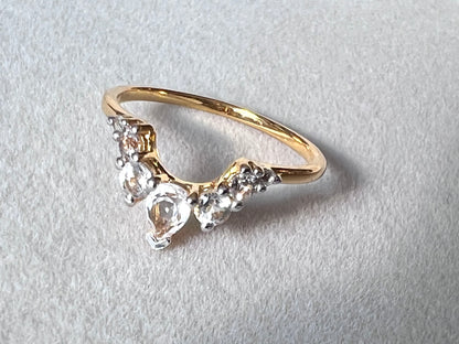 Seven White Topaz & 18kt Gold Vermeil Arc Ring - Size 5