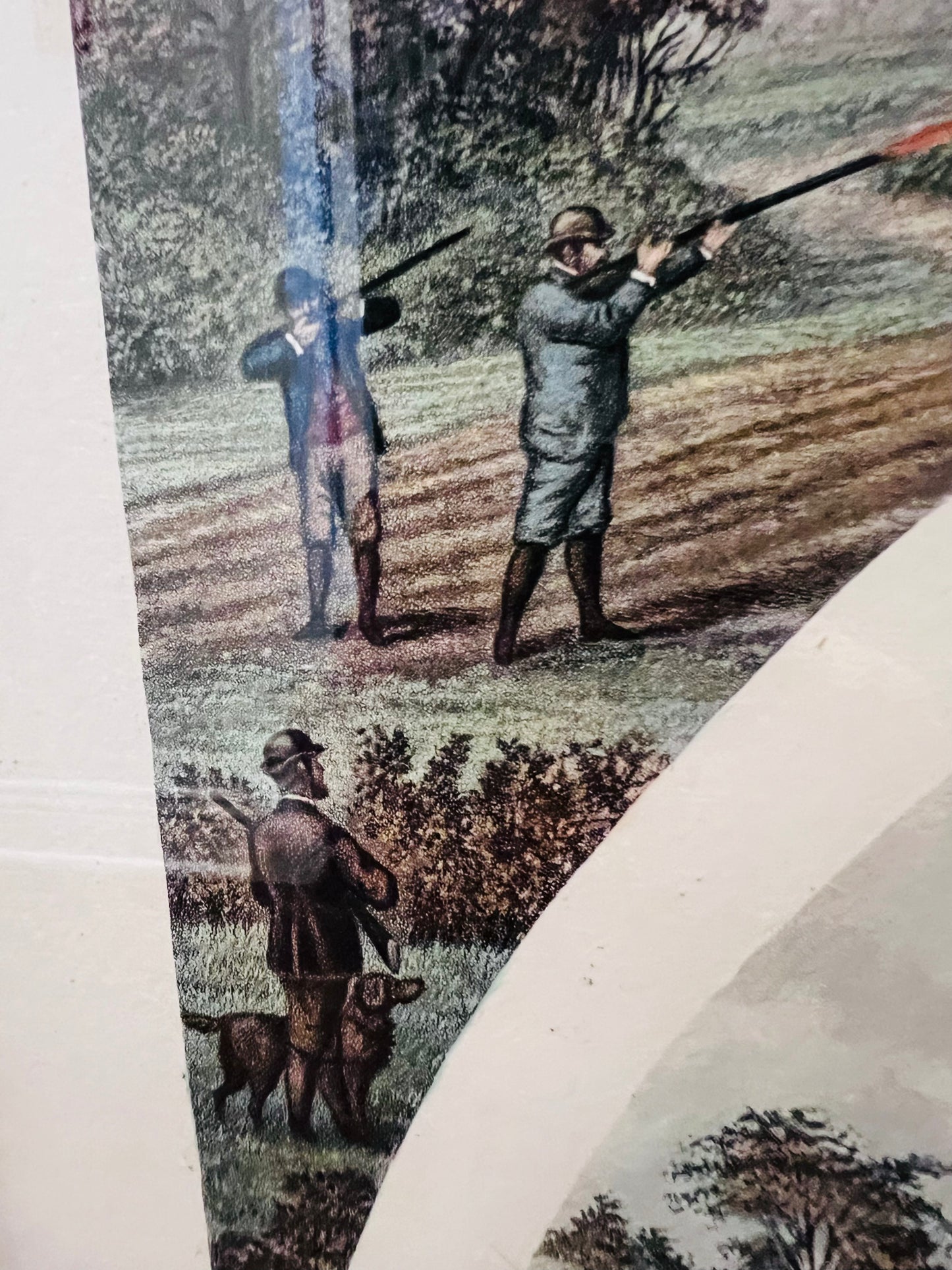 Vintage "Shooting" Wood-Framed Print by British Artist William Henry Tuck