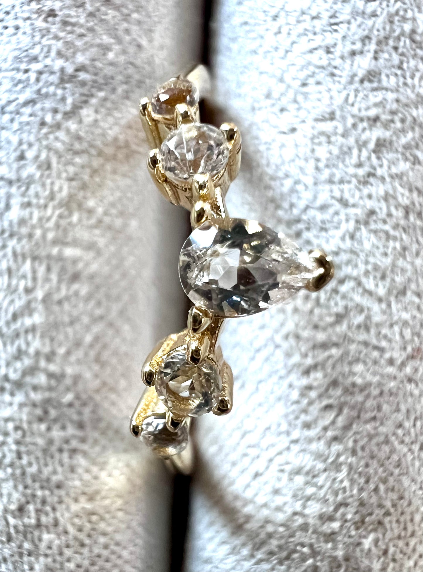 Five White Topaz Ring in 14kt Gold, Size 6
