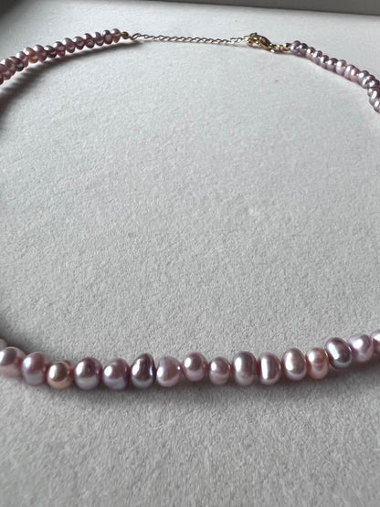 Pink-Purple Freshwater Pearl & 24kt Gold Fill 16 Inch Necklace